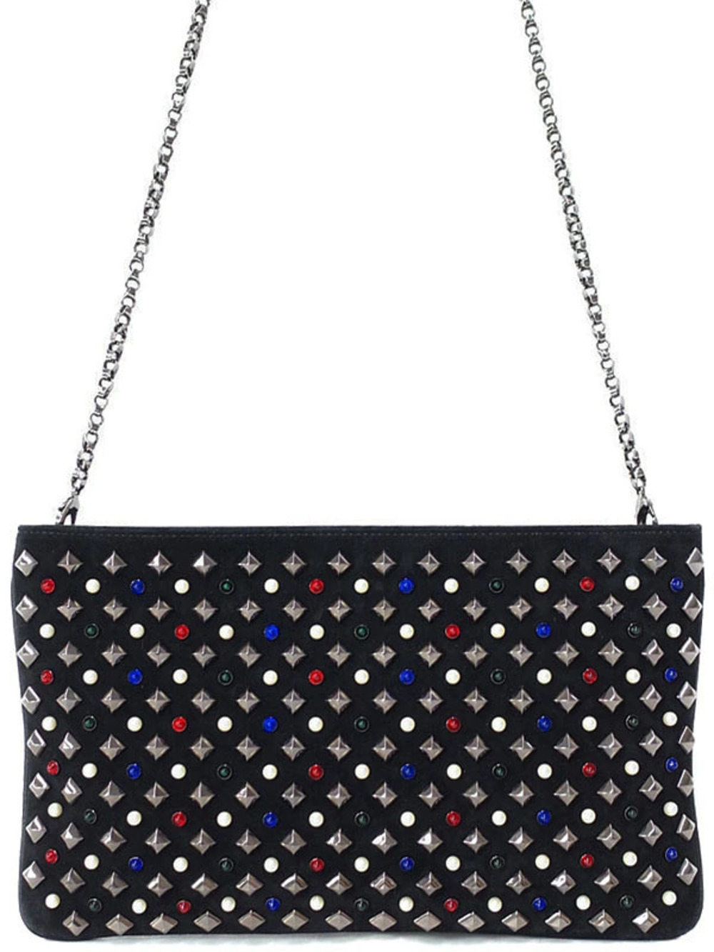 Christian Louboutin Loubiposh Spike Tudor Clutch black spikes pearl bead